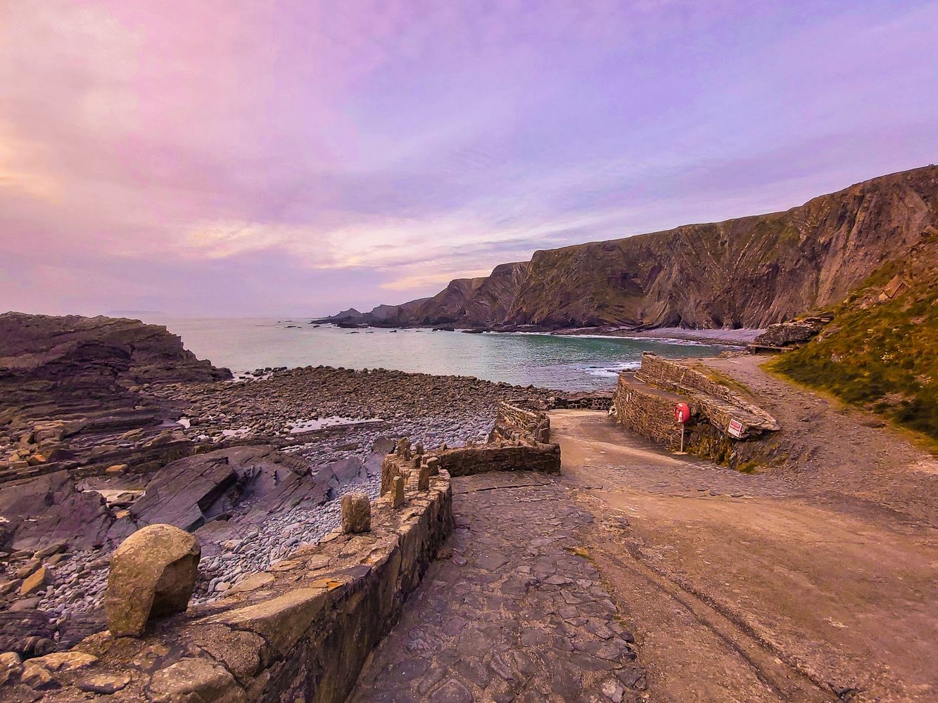 HARTLAND QUAY SLIPWAY SUNSET DEVON