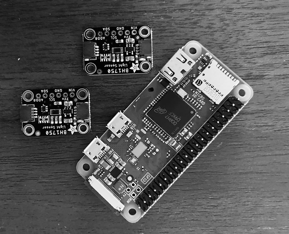 Raspberry PI nano and BH1750 analog to digital black and white