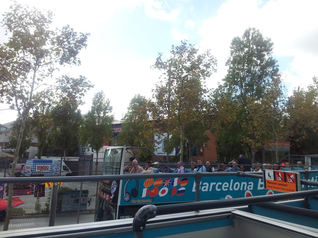 Barcelona Trees By Camp Nou Tourist Bus
