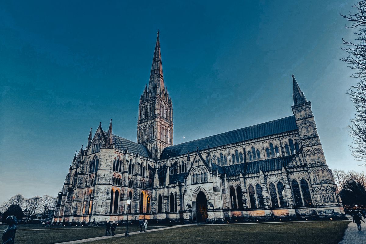Salisbury cathedral and the moon