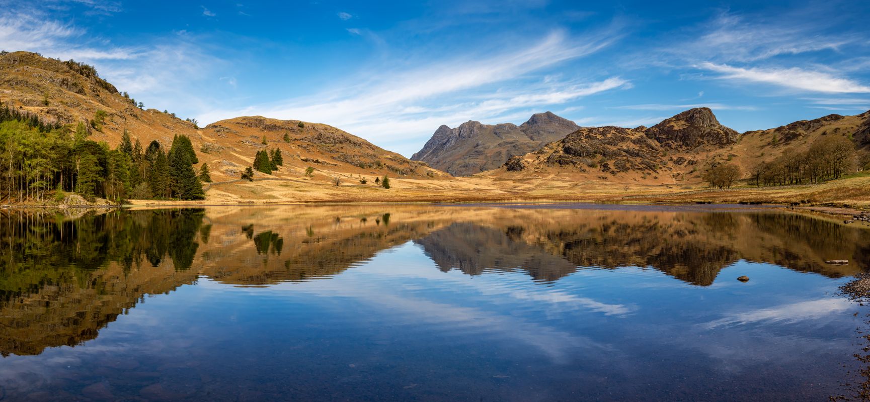 Blea tarn reflections in the lake district Cumbria