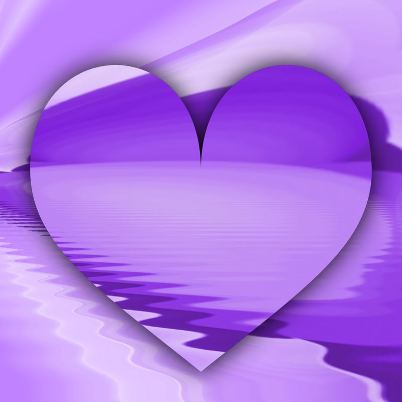 Purple Lavender Heart Cut-Out Shape with Linear Ripples Reflection Effect ~ 021622.3