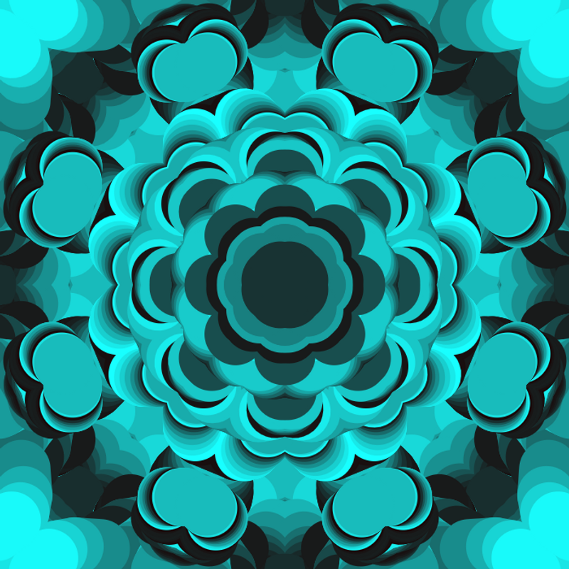 Teal Kaleidoscopic Mandala ~ 16