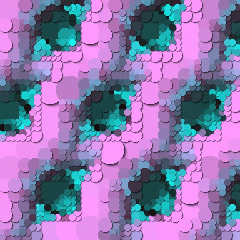 Pink Teal Gray Mauve + Black Mosaic Pattern ~ 022122.6
