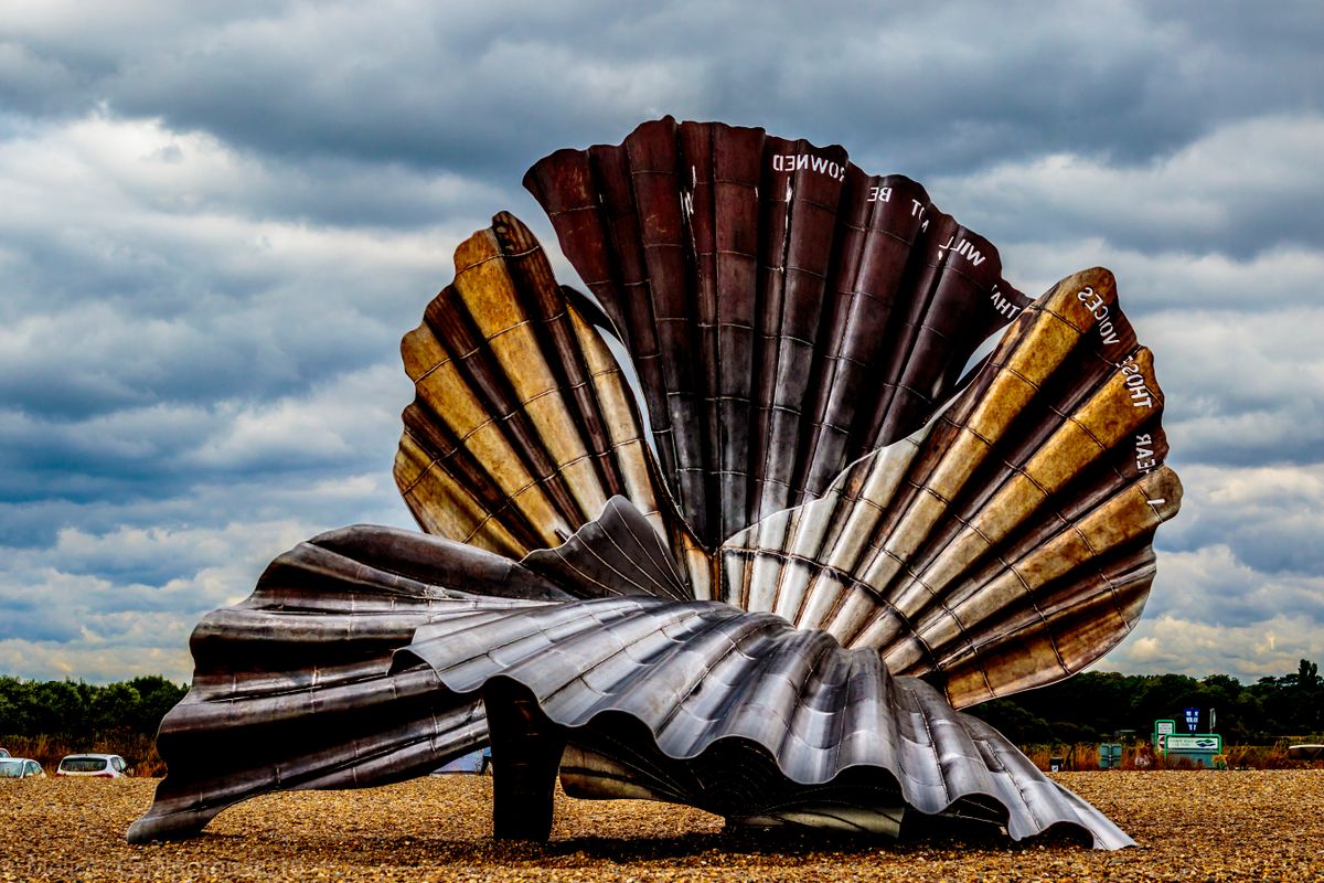The scallop shell in Aldeburgh beach 