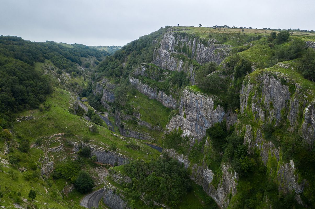 View up Cheddar Gorge from the Air