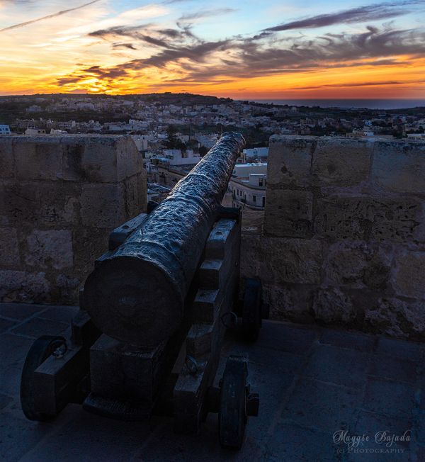 Canon of Citadel Fort, Gozo, Malta.