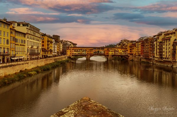 Famous Bridge of Ponte Vecchio of Florence, Italy. 
