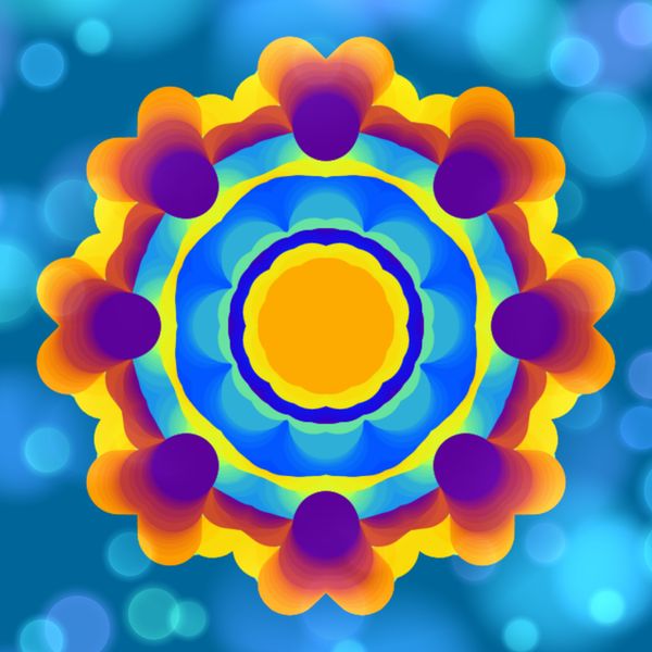 Blissed-Out Turquoise-Teal Background Mandala ~ 022322.2