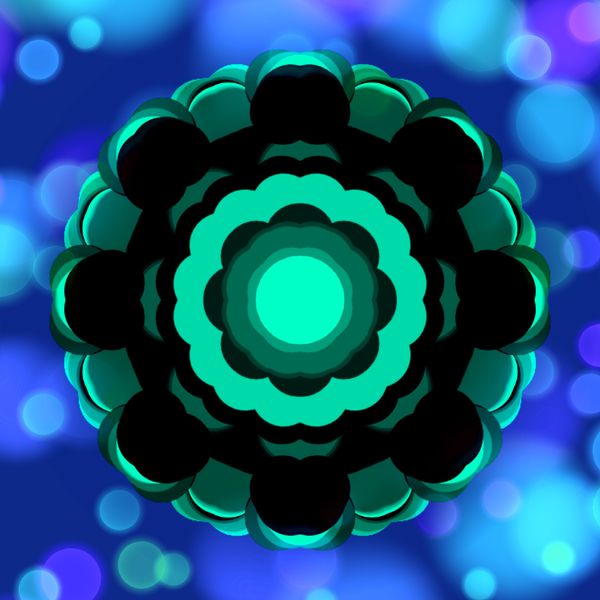 Green and Black Mandala with a Purple and Blue Background 0417