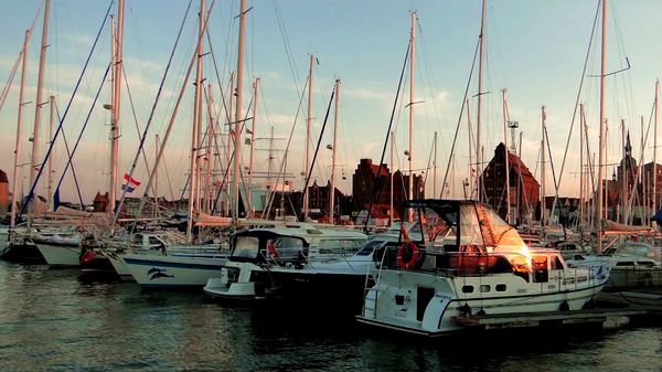 Sunset in marina, Germany