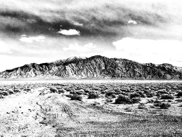 Death Valley mountains in black and white