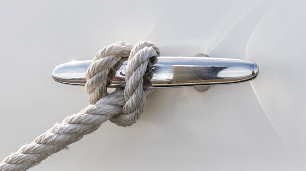 Rope Tied in Loop Around Cleat on a Boat