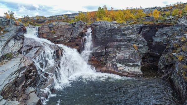 Small waterfall in autumn