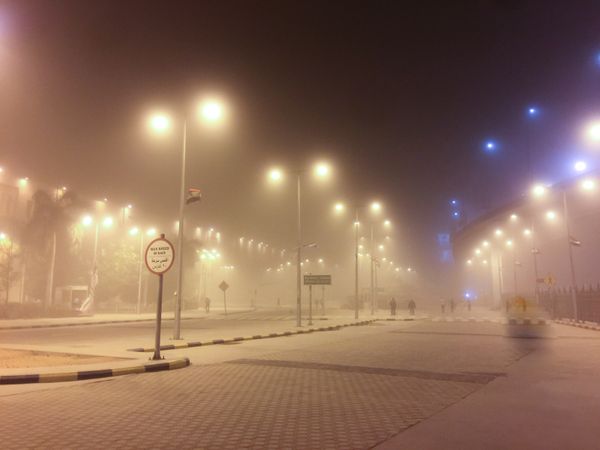 Hazy night street in Egypt