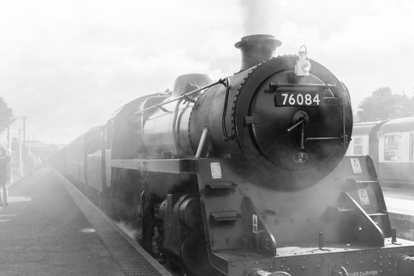 Steam train in monochrome