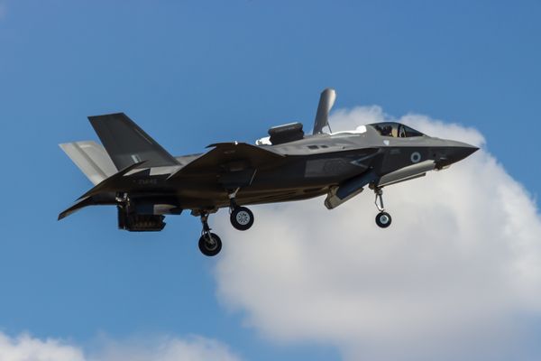Lockheed Martin F-35 Lightning ii seen in the hover.