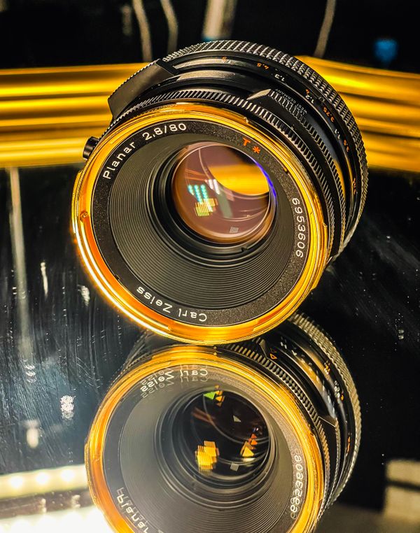Golden hasselblad lens