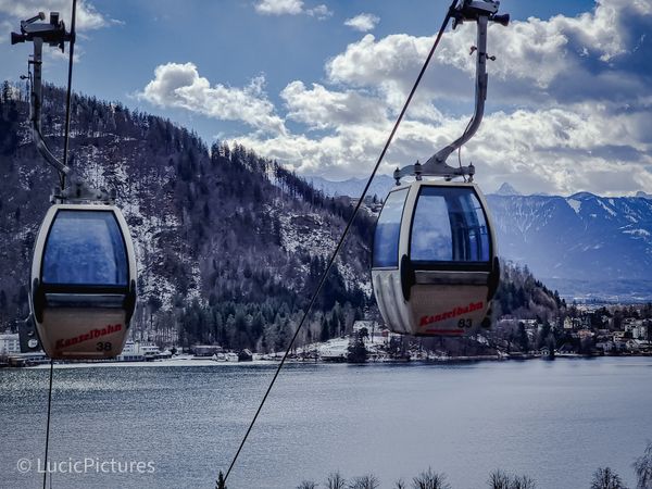 Cable car with lake view