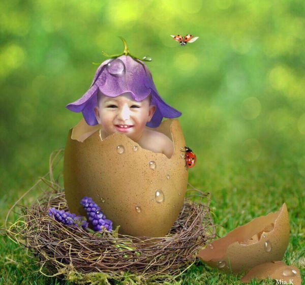 Wallpaper Baby in an eggshell