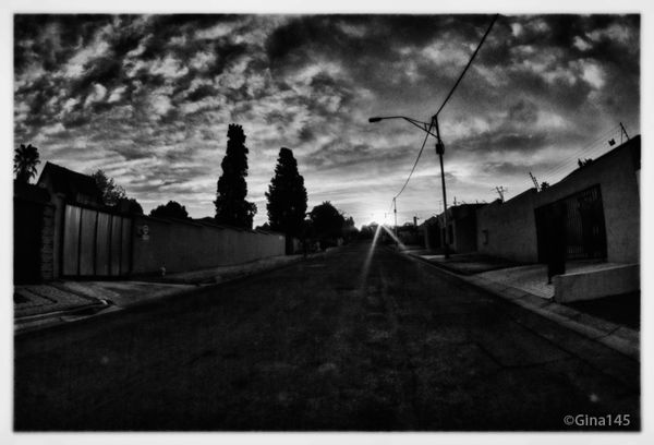 Sunset in black and white